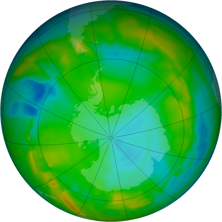 Antarctic ozone map for 18 July 2012